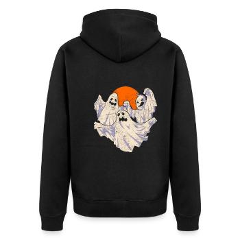 Ghost Halloween Costume Gift Ghost - Unisex Premium Organic Zip Hoodie - black - Back - Nico (187cm)