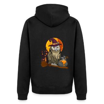 Witches Forest Animal Gift Creepy Halloween Owl - Unisex Premium Organic Zip Hoodie - black - Back - Nico (187cm)
