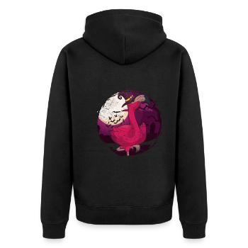 Full Moon Witches Hat Gift Halloween Flamingo - Unisex Premium Organic Zip Hoodie - black - Back - Nico (187cm)