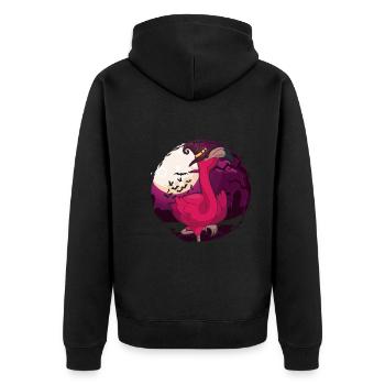 Bird Witch Animal Halloween Gift Pink Flamingo - Unisex Premium Organic Zip Hoodie - black - Back - Nico (187cm)