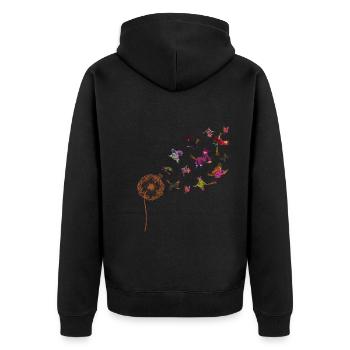 Gruseliges Hexen Geschenk Pusteblume Halloween - Unisex Premium Bio Zip Hoodie - Schwarz - Hinten - Nico (187cm)