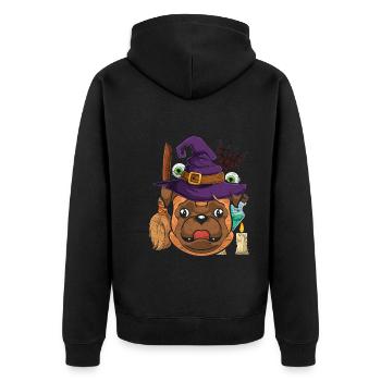 Chauve-souris Chapeau de sorcière Chien Cadeau Halloween Carlin - Veste à capuche bio Premium Unisexe - noir - Dos - Nico (187cm)