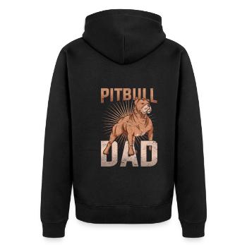 Pitbull Papa Hunde Vatertag Geschenk Pitbull - Unisex Premium Bio Zip Hoodie - Schwarz - Hinten - Nico (187cm)