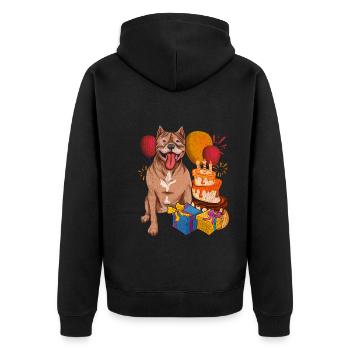 Hund Haustier Geburtstags Party Geschenk Pitbull - Unisex Premium Bio Zip Hoodie - Schwarz - Hinten - Nico (187cm)