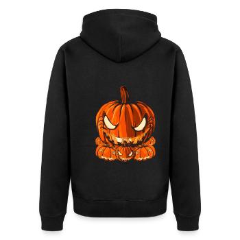 Halloween Geschenk Jack O Lantern Kürbis - Unisex Premium Bio Zip Hoodie - Schwarz - Hinten - Nico (187cm)