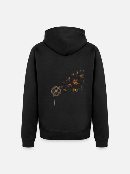 Arachnid Tarantula Gift Dandelion Spider - Unisex Premium Organic Zip Hoodie - black
