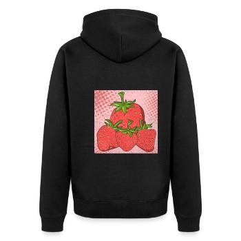 Erdbeeren Sommer Frucht Obst Geschenk Erdbeere - Unisex Premium Bio Zip Hoodie - Schwarz - Hinten - Nico (187cm)