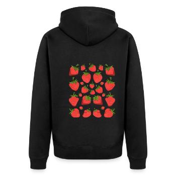 Sommer Frucht Erdbeeren Obst Geschenk Erdbeere - Unisex Premium Bio Zip Hoodie - Schwarz - Hinten - Nico (187cm)