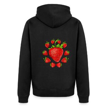 Erdbeerenliebhaber Frucht Obst Geschenk Erdbeere - Unisex Premium Bio Zip Hoodie - Schwarz - Hinten - Nico (187cm)