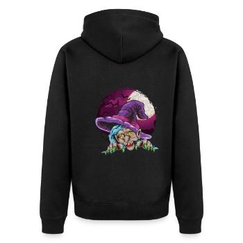 Hexen Hut Gruseliges Halloween Geschenk Hexe - Unisex Premium Bio Zip Hoodie - Schwarz - Hinten - Nico (187cm)