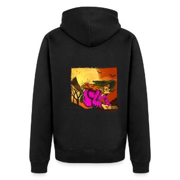 Witch's Broom Halloween Gift Full Moon Witch - Unisex Premium Organic Zip Hoodie - black - Back - Nico (187cm)