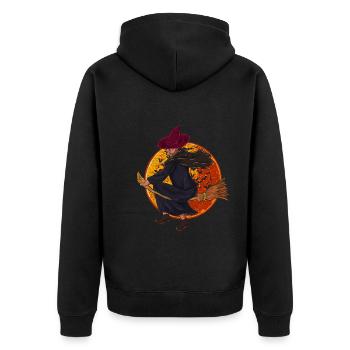 Full Moon Witch’s Broom Cadeau Sorcière d’Halloween - Veste à capuche bio Premium Unisexe - noir - Dos - Nico (187cm)