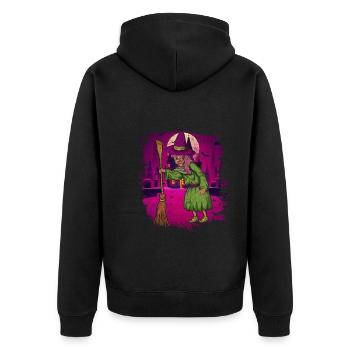 Witches Broom Full Moon Halloween Gift Witch - Unisex Premium Organic Zip Hoodie - black - Back - Nico (187cm)