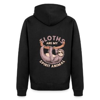 Zoo Tier Lustiges Geschenk Tropisches Faultier - Unisex Premium Bio Zip Hoodie - Schwarz - Hinten - Nico (187cm)