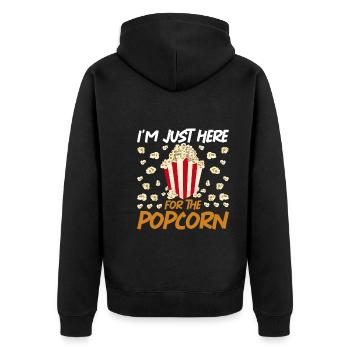 Kinofilm Kino Snack Geschenk Lustiges Popcorn - Unisex Premium Bio Zip Hoodie - Schwarz - Hinten - Nico (187cm)