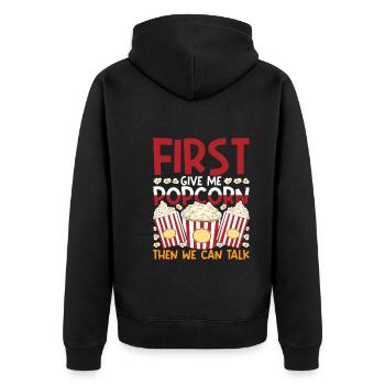 Snack Popcorn Liebhaber Lustiges Geschenk Popcorn - Unisex Premium Bio Zip Hoodie - Schwarz - Hinten - Nico (187cm)