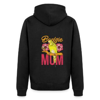 Wellensittich Mama Tier Muttertag Geschenk Vogel - Unisex Premium Bio Zip Hoodie - Schwarz - Hinten - Nico (187cm)