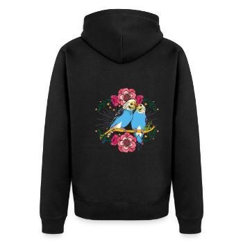 Blumen Vogel Geschenk Niedliches Wellensittich - Unisex Premium Bio Zip Hoodie - Schwarz - Hinten - Nico (187cm)