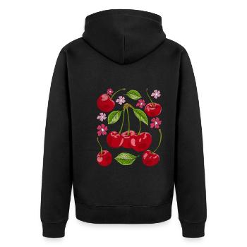 Cherry Blossoms Summer Fruit Gift Sakura Cherry - Veste à capuche bio Premium Unisexe - noir - Dos - Nico (187cm)
