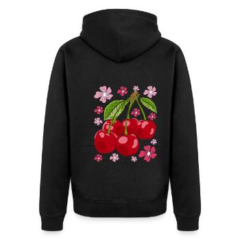 Sakura Cadeau de fruits d’été Cerisier Fleur - Veste à capuche bio Premium Unisexe - noir - Dos - Nico (187cm)