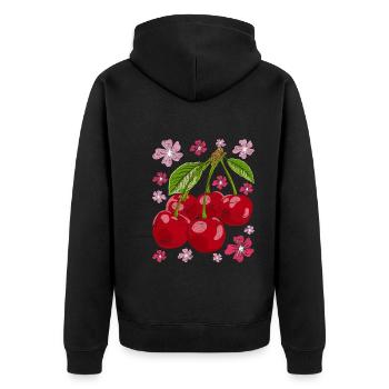 Cadeau de fruits d’été en fleur de cerisier Sakura Cherry - Veste à capuche bio Premium Unisexe - noir - Dos - Nico (187cm)