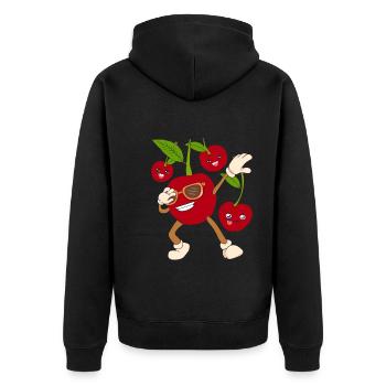 Sonnenbrille Obst Geschenk Cooles Dabbing Kirsch - Unisex Premium Bio Zip Hoodie - Schwarz - Hinten - Nico (187cm)