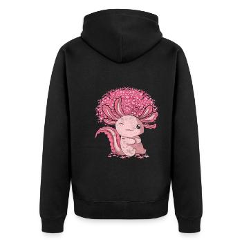 Cadeau amphibien Cherry Blossom Tree Sakura Axolotl - Veste à capuche bio Premium Unisexe - noir - Dos - Nico (187cm)