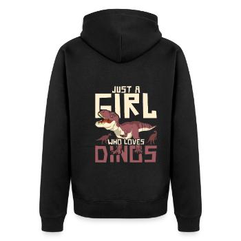Dinosaurier Liebhaber T Rex Mädchen Geschenk Dino - Unisex Premium Bio Zip Hoodie - Schwarz - Hinten - Nico (187cm)