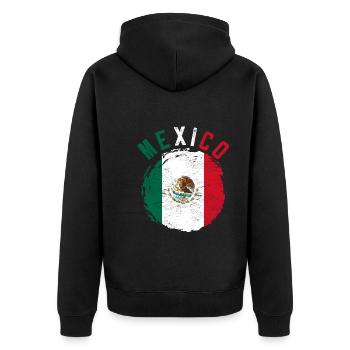 Mexikanische Flagge Mexiko Kultur Geschenk Mexiko - Unisex Premium Bio Zip Hoodie - Schwarz - Hinten - Nico (187cm)