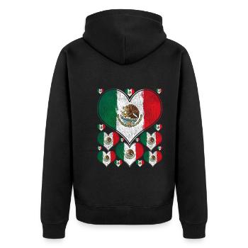 Drapeau mexicain Coeur Cadeau mexicain Mexique - Veste à capuche bio Premium Unisexe - noir - Dos - Nico (187cm)