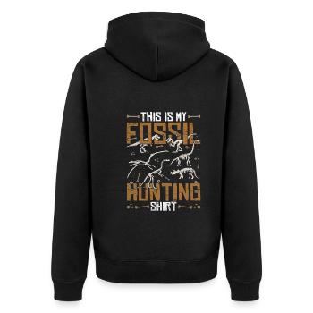 Das ist mein Fossilien Jagd Shirt Paläontologie - Unisex Premium Bio Zip Hoodie - Schwarz - Hinten - Nico (187cm)