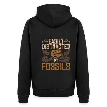 Facilement distrait par les fossiles Dino Paléontologie - Veste à capuche bio Premium Unisexe - noir - Dos - Nico (187cm)