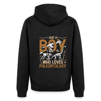 Dino Paleontologist Boys Gift Paleontology - Unisex Premium Organic Zip Hoodie - black - Back - Nico (187cm)