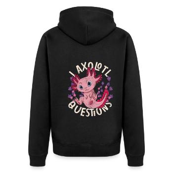 Je pose beaucoup de questions Funny Gift Axolotl - Veste à capuche bio Premium Unisexe - noir - Dos - Nico (187cm)