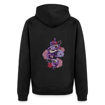 Reptile Animal Gift Pretty Floral Snake - Unisex Premium Organic Zip Hoodie - black - Back - Nico (187cm)
