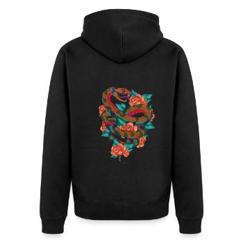 Flowers Predator Reptiles Gift Roses Snake - Unisex Premium Organic Zip Hoodie - black - Back - Nico (187cm)