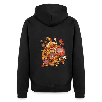 Vintage Flowers Predator Gift Reptile Snake - Unisex Premium Organic Zip Hoodie - black - Back - Nico (187cm)