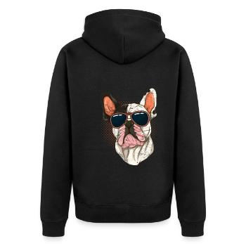 Sunglasses Dogs Frenchie French Bulldog - Unisex Premium Organic Zip Hoodie - black - Back - Nico (187cm)