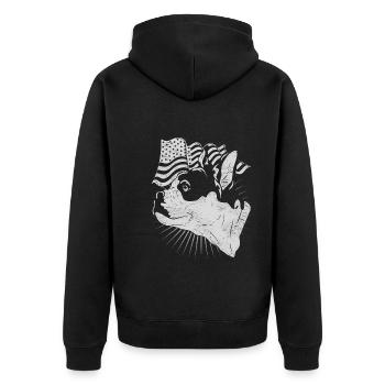 USA Flag Frenchie Dogs French Bulldog - Veste à capuche bio Premium Unisexe - noir - Dos - Nico (187cm)