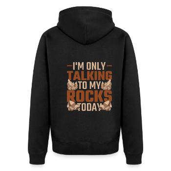 Geologe Steinsammler Geschenk Lustiges Geologie - Unisex Premium Bio Zip Hoodie - Schwarz - Hinten - Nico (187cm)