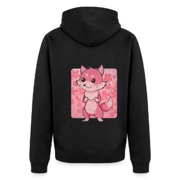 Habitant de la forêt Cadeau animal de forêt Fleur Kawaii Renard - Veste à capuche bio Premium Unisexe - noir - Dos - Nico (187cm)