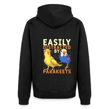 Vogelliebhaber Vogel Lustiges Geschenk Sittich - Unisex Premium Bio Zip Hoodie - Schwarz - Hinten - Nico (187cm)