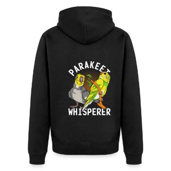 Vogelliebhaber Vogel Flüsterer Geschenk Sittich - Unisex Premium Bio Zip Hoodie - Schwarz - Hinten - Nico (187cm)