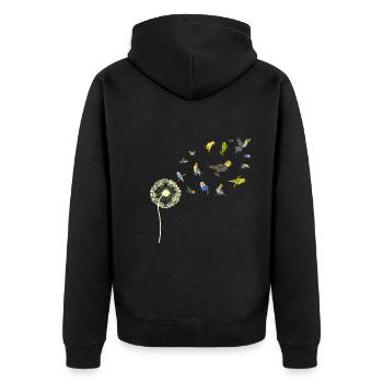 Pusteblume Ornithologe Vogel Geschenk Sittich - Unisex Premium Bio Zip Hoodie - Schwarz - Hinten - Nico (187cm)