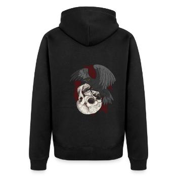 Black Bird Crow Gift Skull Raven - Unisex Premium Organic Zip Hoodie - black - Back - Nico (187cm)