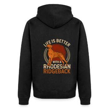 La vie est meilleure avec un Rhodesian Ridgeback - Veste à capuche bio Premium Unisexe - noir - Dos - Nico (187cm)