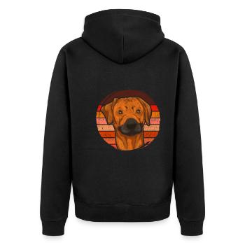 Retro Rhodesian Ridgeback - Unisex Premium Bio Zip Hoodie - Schwarz - Hinten - Nico (187cm)