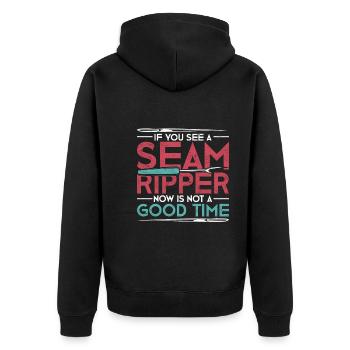 In My Defense Funny Gift Sewing - Unisex Premium Organic Zip Hoodie - black - Back - Nico (187cm)