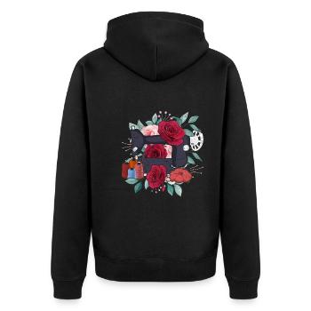 Es ist gerade keine gute Zeit für eine Laufmasche - Unisex Premium Bio Zip Hoodie - Schwarz - Hinten - Nico (187cm)