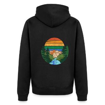 Rétro Nature Lover Mountain Forest Gift Nature - Veste à capuche bio Premium Unisexe - noir - Dos - Nico (187cm)